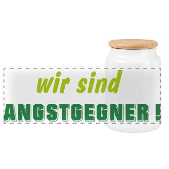 Angstgegner FC St. Gallen Fussball  Espenmoos - Panorama Keksdose mit Holzdeckel - Weiß - Vorne