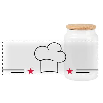 Design pour tabliers de cuisine - Boîte à biscuits avec couvercle en bois - blanc - Devant