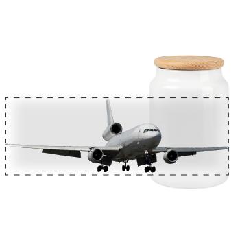 DC-10 - Panorama Keksdose mit Holzdeckel - Weiß - Vorne