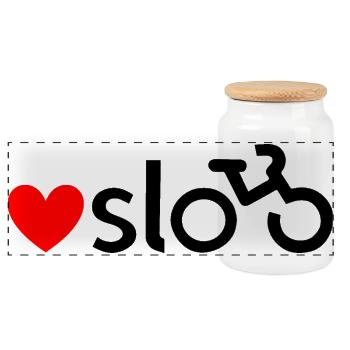 Oslo bicycle love sticker (black) - Panoramic Cookie Jar with Wooden Lid - white - Front