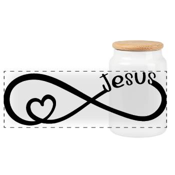 Jesus Love forever - Panorama Keksdose mit Holzdeckel - Weiß - Vorne