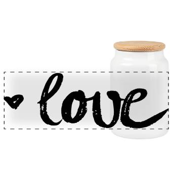 love - Panorama Keksdose mit Holzdeckel - Weiß - Vorne