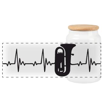 Tuba Heartbeat Frequenz Puls EKG - Panorama Keksdose mit Holzdeckel - Weiß - Vorne