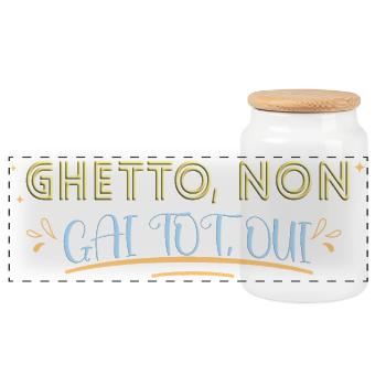 Ghetto. Gai tôt. Humour blague joyeux - Boîte à biscuits avec couvercle en bois - blanc - Devant