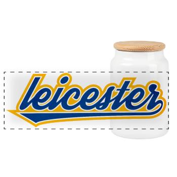Leicester Script Swoosh on clothing - Panoramic Cookie Jar with Wooden Lid - white - Front