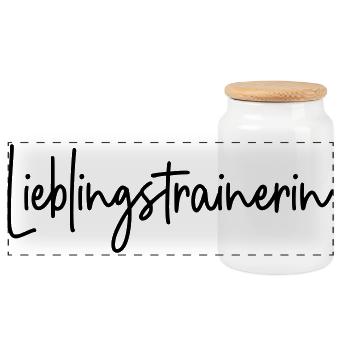 Lieblingstrainerin Trainerin - Panorama Keksdose mit Holzdeckel - Weiß - Vorne
