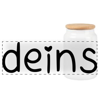 deins – mit Herz - Panorama Keksdose mit Holzdeckel - Weiß - Vorne