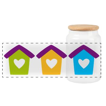 Nichoir Maison Jardin Coeur Enfants Maison Colorée - Boîte à biscuits avec couvercle en bois - blanc - Devant
