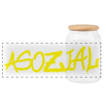 Asozial - Malle & Party-Spruch - Panorama Keksdose mit Holzdeckel - Weiß - Vorne