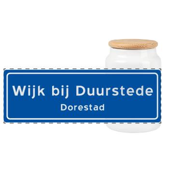 Wijk bij Duurstede Ortsschild - Panorama Keksdose mit Holzdeckel - Weiß - Vorne