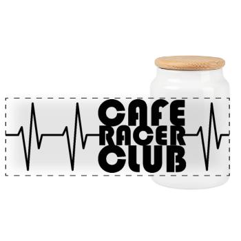 Pulse Caferacer Club Moto Heartbeat Club - Boîte à biscuits avec couvercle en bois - blanc - Devant