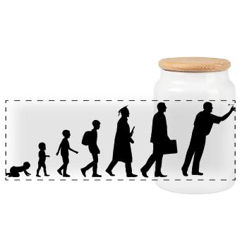 Development of a darts player - Panoramic Cookie Jar with Wooden Lid - white - Front