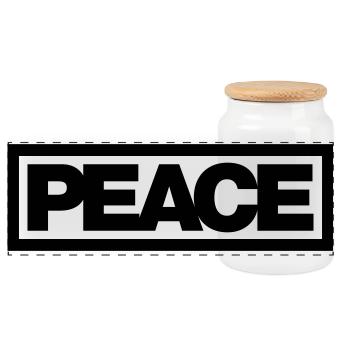 Typo PEACE Contour 1C - Boîte à biscuits avec couvercle en bois - blanc - Devant