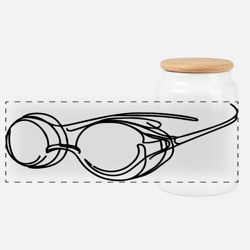 Schwimmbrille Grafik - Panorama Keksdose mit Holzdeckel - Weiß