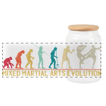 Mixed Martial Arts Evolution Design - Panoramic Cookie Jar with Wooden Lid - white - Front