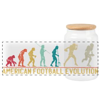 American Football Evolution Design - Panorama Keksdose mit Holzdeckel - Weiß - Vorne
