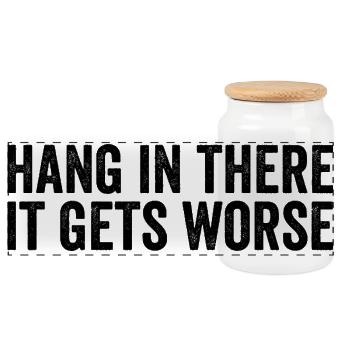 Stay tuned, it's getting worse - Panoramic Cookie Jar with Wooden Lid - white - Front
