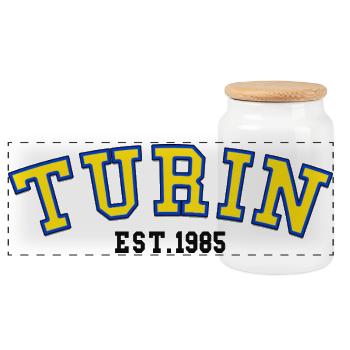 Turin Est.1985 - Panorama Keksdose mit Holzdeckel - Weiß - Vorne