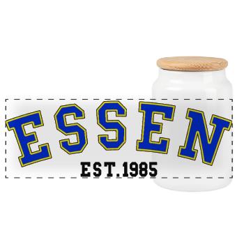 Essen Est. 1985 - Panorama Keksdose mit Holzdeckel - Weiß - Vorne