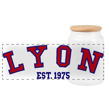Lyon Est. 1975 - Panorama Keksdose mit Holzdeckel - Weiß - Vorne