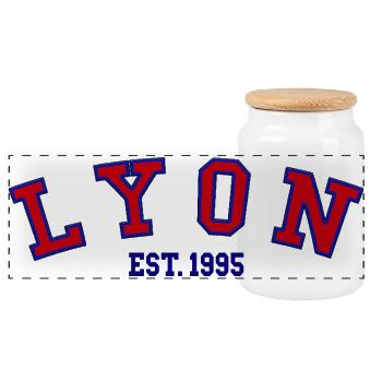 Lyon Est. 1995 - Panorama Keksdose mit Holzdeckel - Weiß - Vorne