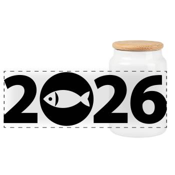 Fischer, Fisch, Fischereiverein 2026 - Panorama Keksdose mit Holzdeckel - Weiß - Vorne