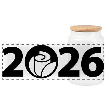 2026 Rose, Rosenfest - Panorama Keksdose mit Holzdeckel - Weiß - Vorne