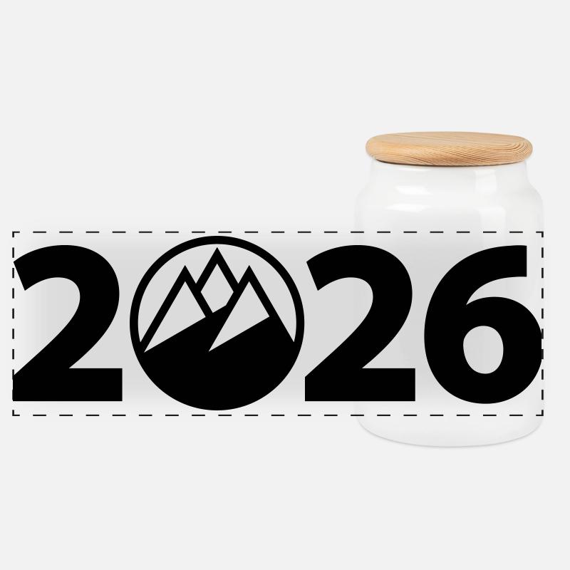 Randonnée 2026, Alpinisme 2026 - Boîte à biscuits avec couvercle en bois - blanc