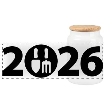 Gärtner 2026, Gartenbau 2026 - Panorama Keksdose mit Holzdeckel - Weiß - Vorne