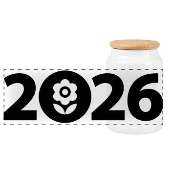 Gardener 2026, Garden 2026, Florist 2026 - Panoramic Cookie Jar with Wooden Lid - white - Front