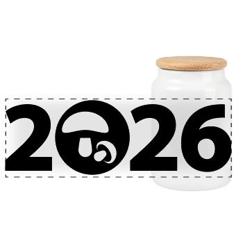 Mushroom picking 2026, mushrooms 2026, mycology 2026 - Panoramic Cookie Jar with Wooden Lid - white - Front