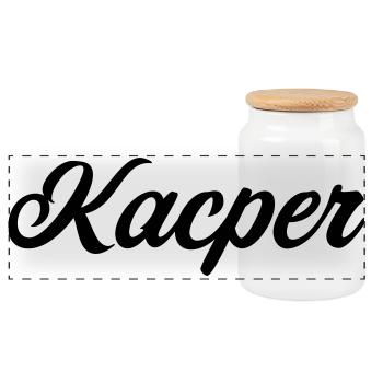 Kacper Polish First Name Gift - Panoramic Cookie Jar with Wooden Lid - white - Front