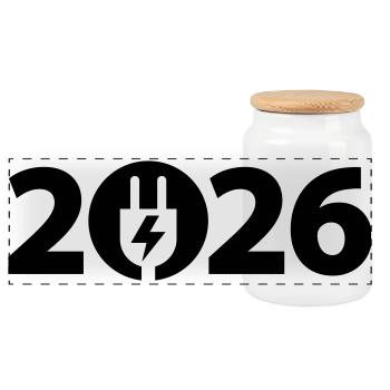 Electrician 2026, Electronics Technician 2026, Electricity 2026 - Panoramic Cookie Jar with Wooden Lid - white - Front