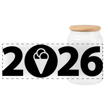 Eis 2026, Eiscreme 2026, Urlaub 2026 - Panorama Keksdose mit Holzdeckel - Weiß - Vorne