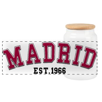 Madrid Est. 1966 - Panoramic Cookie Jar with Wooden Lid - white - Front