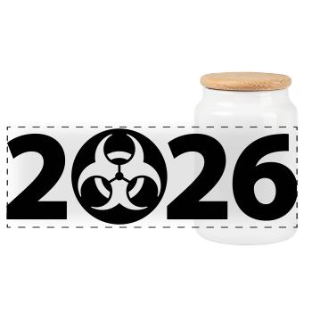 Biohazard 2026, Danger 2026, Spam 2026 - Boîte à biscuits avec couvercle en bois - blanc - Devant