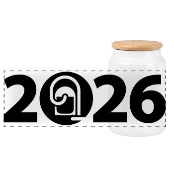 Frühlingsputz 2026, Frühjahrsputz 2026 - Panorama Keksdose mit Holzdeckel - Weiß - Vorne