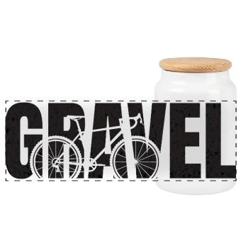 Gravel Typography - Panoramic Cookie Jar with Wooden Lid - white - Front