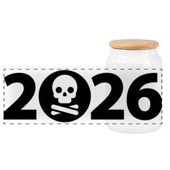 Pirate 2026, Crâne 2026, Halloween 2026 - Boîte à biscuits avec couvercle en bois - blanc - Devant