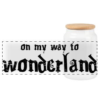 On my way to Wonderland - Panorama Keksdose mit Holzdeckel - Weiß - Vorne