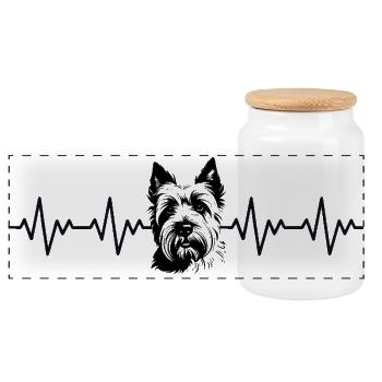 Battement de cœur dans l’ECG Westie West Highland Terrier - Boîte à biscuits avec couvercle en bois - blanc - Devant