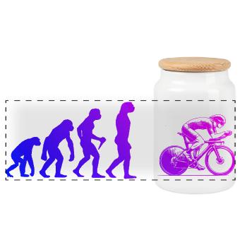 Attention road bike fans, simple statement - Panoramic Cookie Jar with Wooden Lid - white - Front