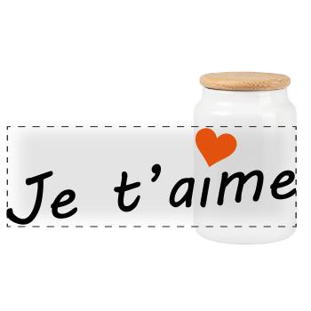 Je t'aime  - Boîte à biscuits avec couvercle en bois - blanc - Devant