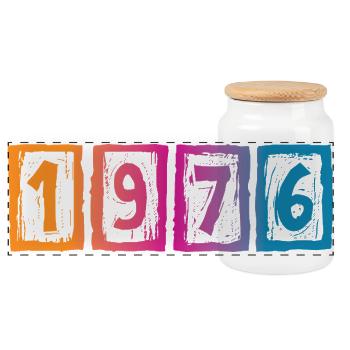 Millésime 1976 - Boîte à biscuits avec couvercle en bois - blanc - Devant