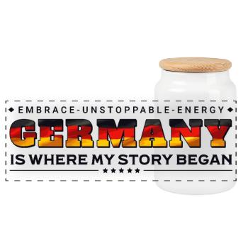 Deutschland, wo meine Geschichte begann: Heritage Pride - Panorama Keksdose mit Holzdeckel - Weiß - Vorne