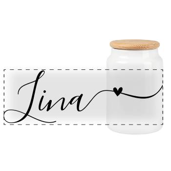 Prénom Lina Décoratif - Boîte à biscuits avec couvercle en bois - blanc - Devant