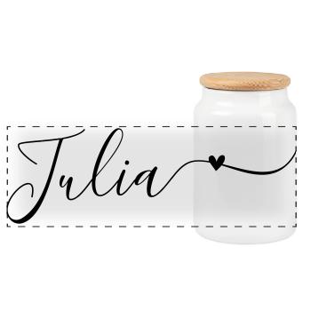 Julia Prénom Décoratif - Boîte à biscuits avec couvercle en bois - blanc - Devant