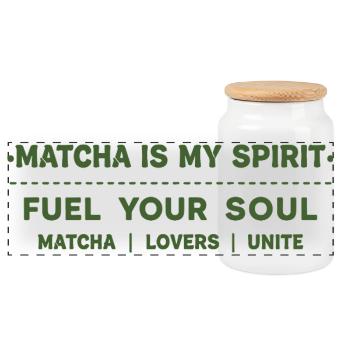 Matcha Is My Spirit Fuel Your Soul Matcha Lovers - Panoramic Cookie Jar with Wooden Lid - white - Front