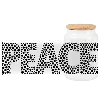 PEACE with points - Panoramic Cookie Jar with Wooden Lid - white - Front