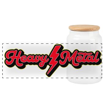 Heavy Metal Lightning Bolt Script Logo - Panoramic Cookie Jar with Wooden Lid - white - Front